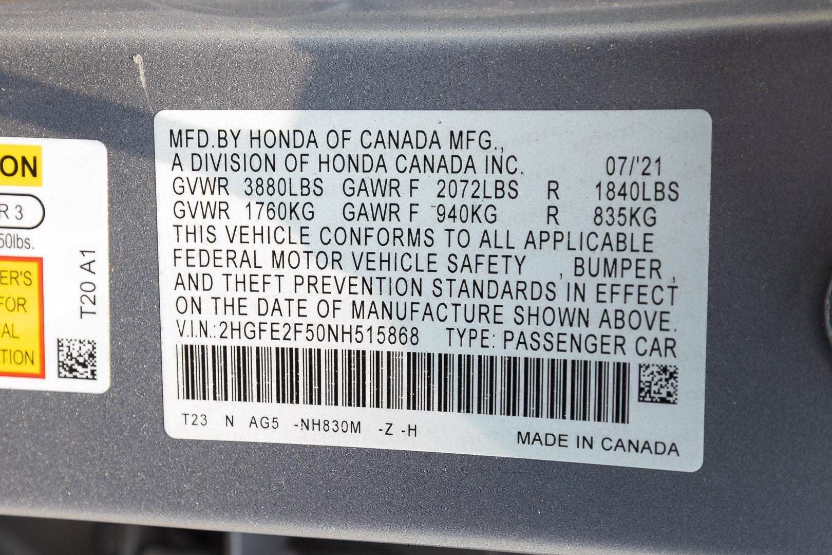 2022 Honda Civic Sedan Sport