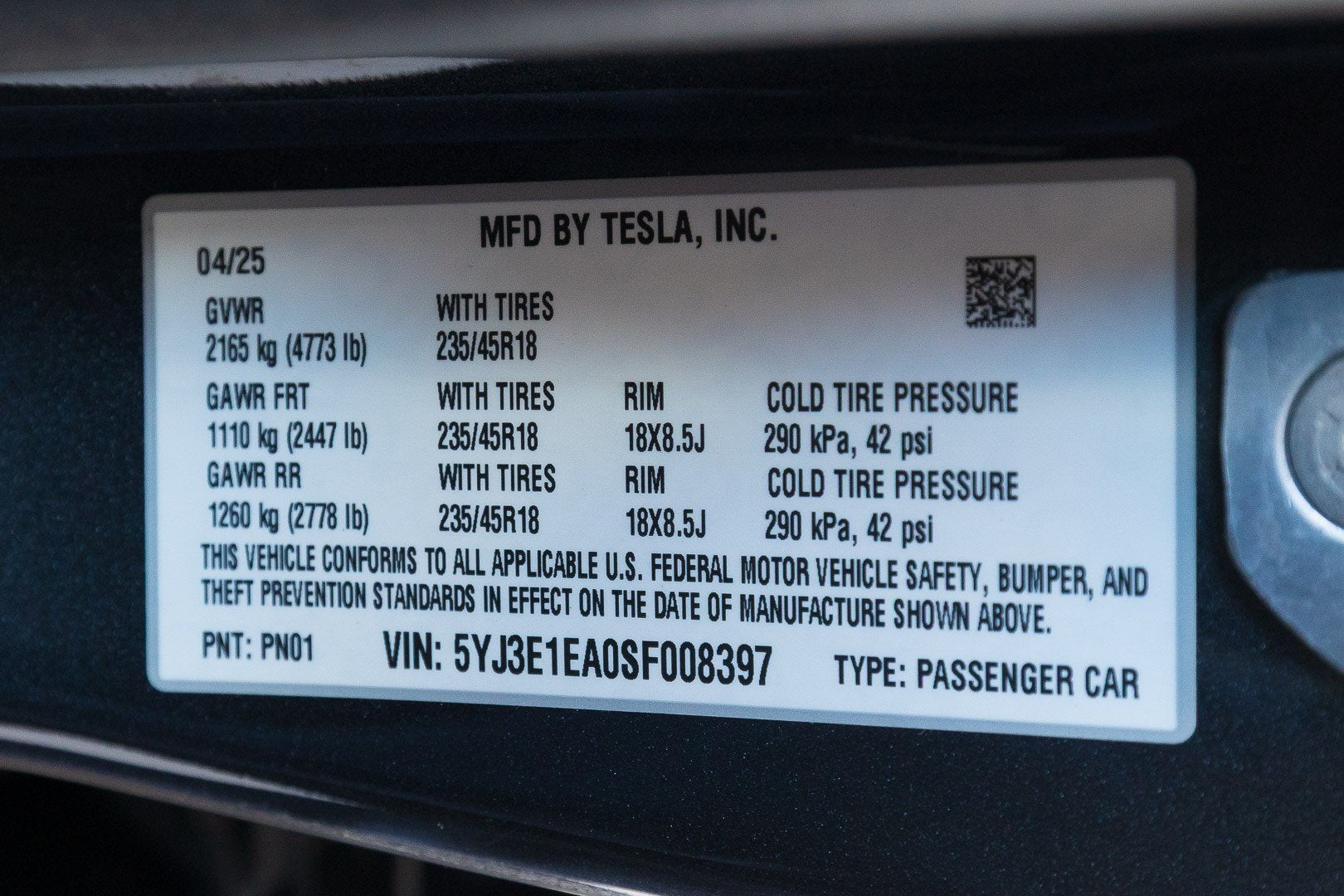 2025 Tesla Model 3 Long Range