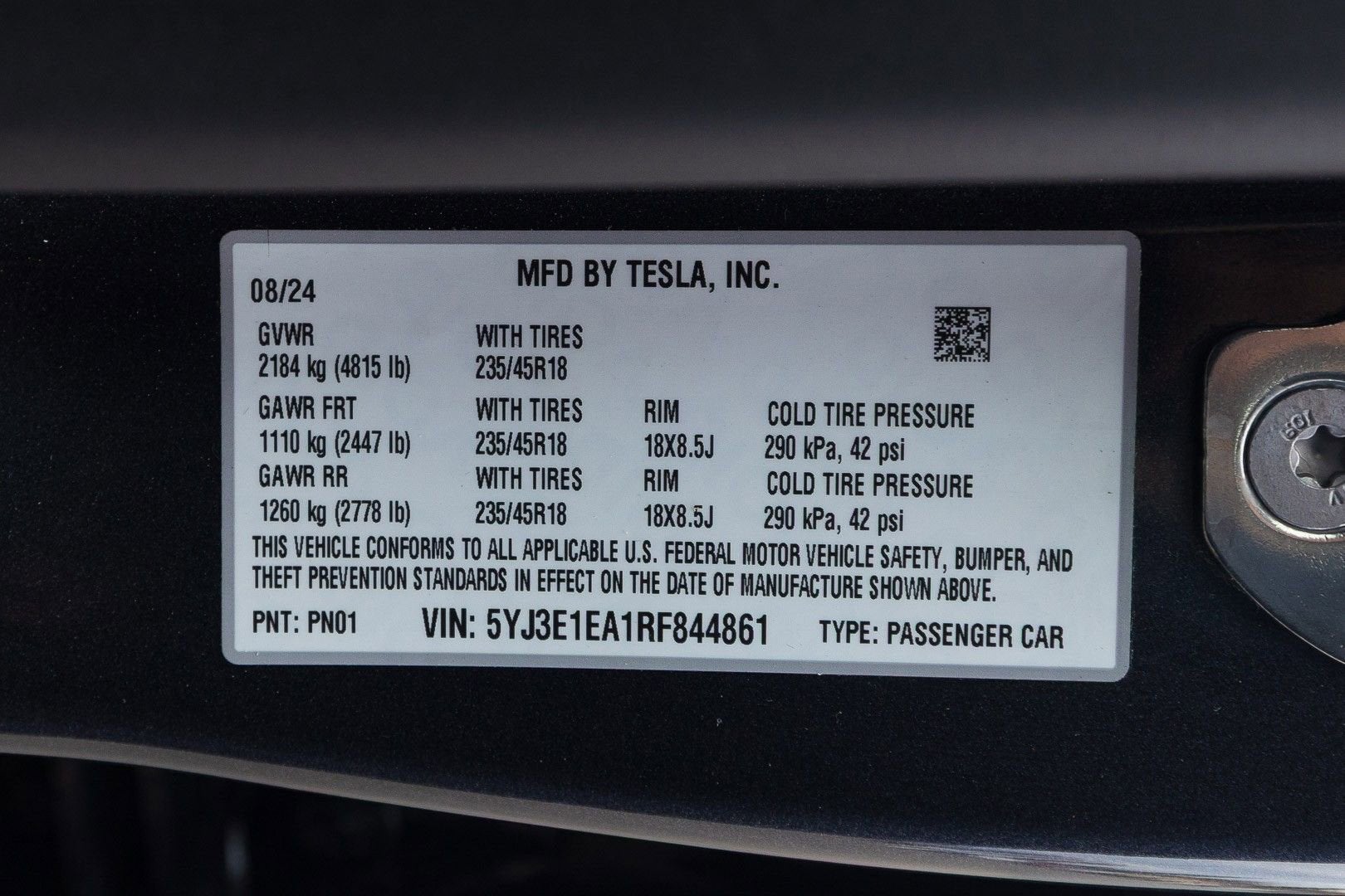 2024 Tesla Model 3 4DR RWD