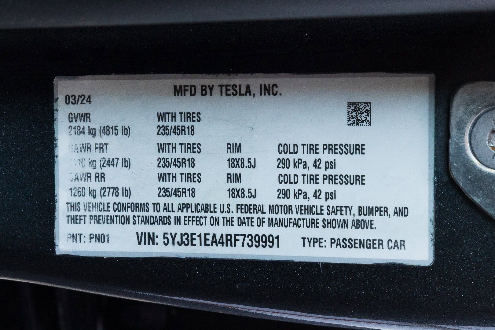 2024 Tesla Model 3 LONG RANGE