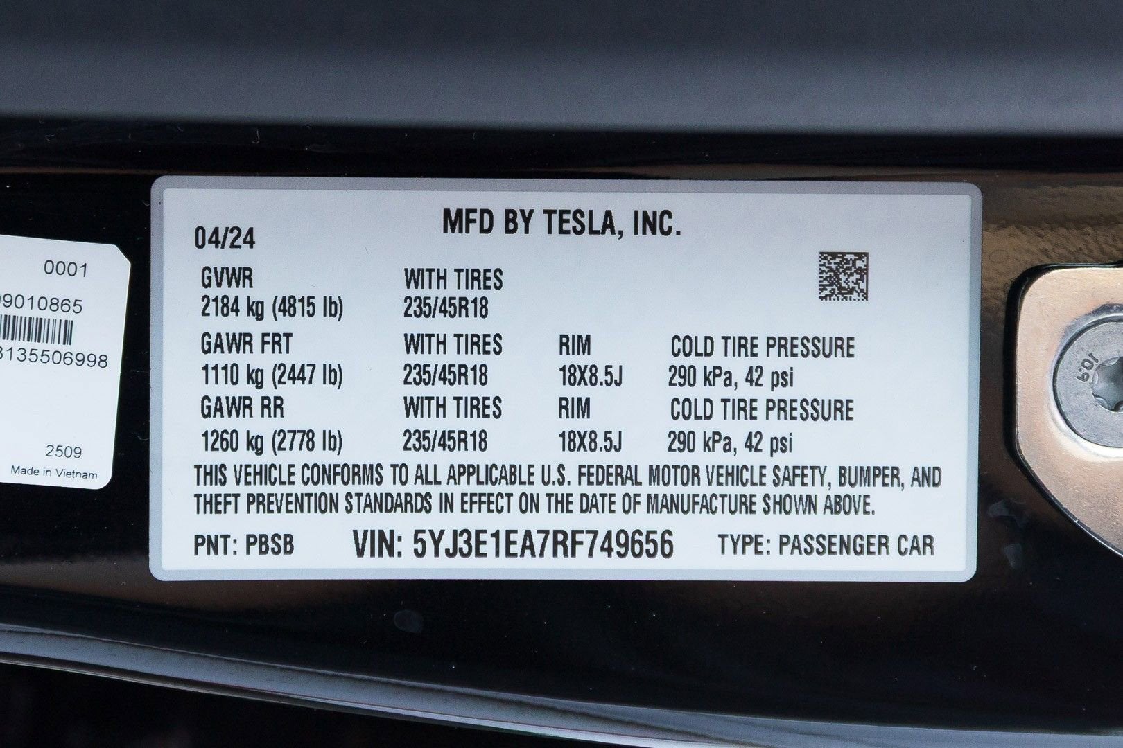 2024 Tesla Model 3 4DR RWD