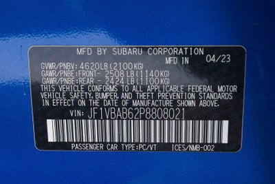 2023 Subaru WRX 4DR SDN CVT